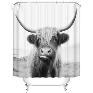 Rustic Farmhouse Cow Shower Curtain for Bathroom