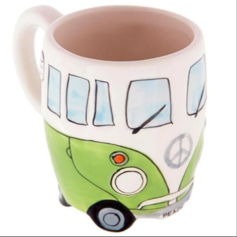 Hand Painted Ceramic Mug Cartoon Bus Mug Retro Car Mug