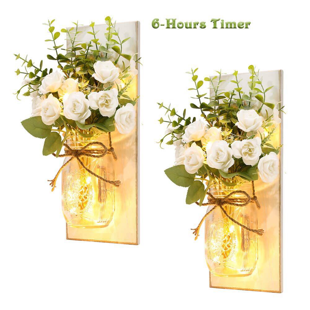 Immortal flower wood wall lamp