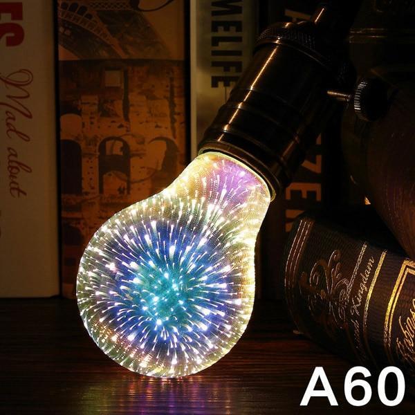 LED Light Bulb 3D Decoration Bulb Firework 110 220V ST64 G95 G80 G125 A60 Bottle Heart Holiday Lights Novelty Christmas Lamp