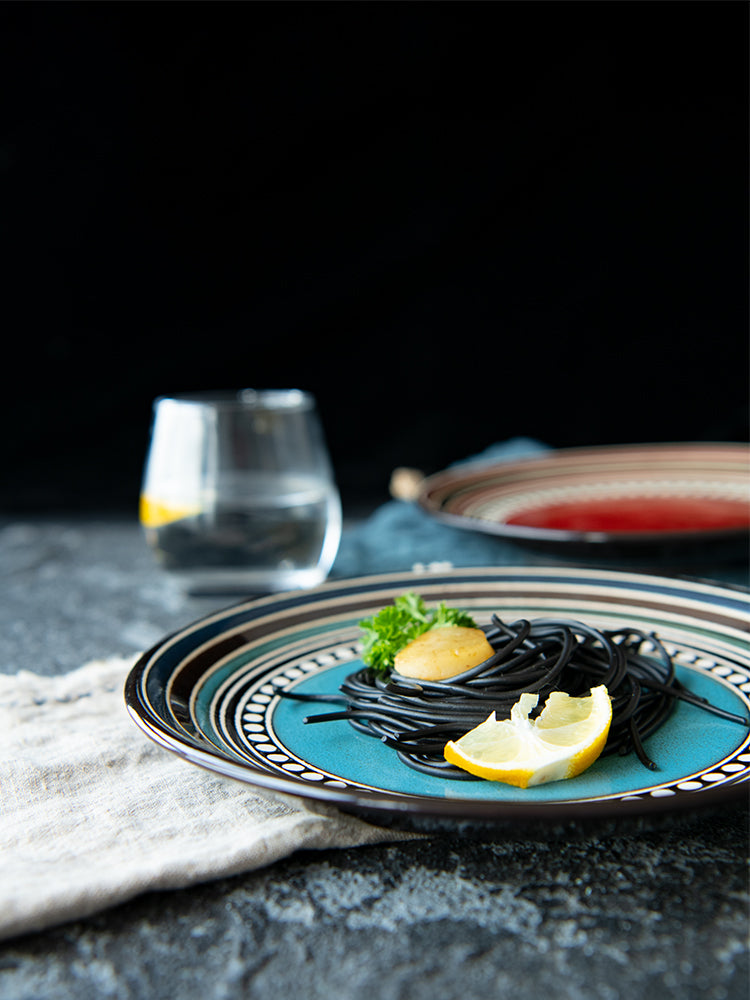 Hand-painted kiln glazed western food plate