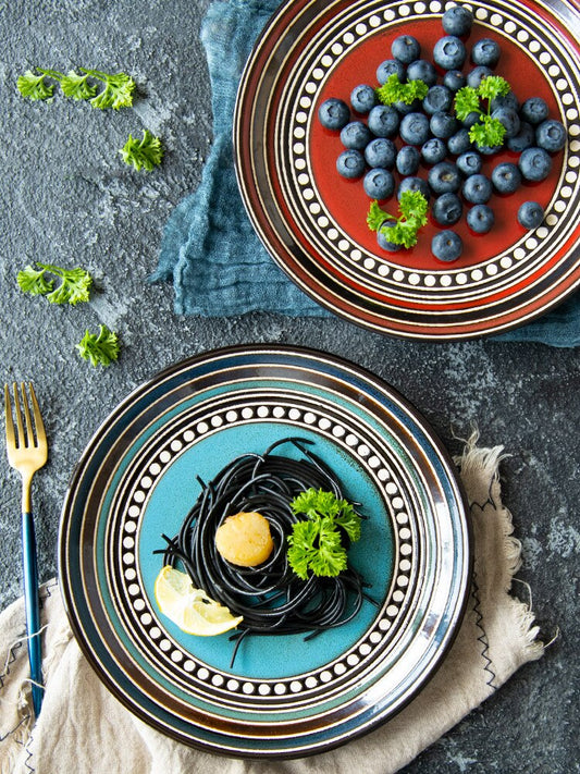 Hand-painted kiln glazed western food plate