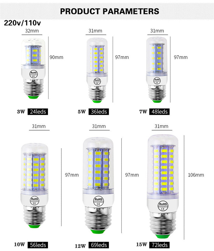 E27 screw port E14 screw port LED bulb