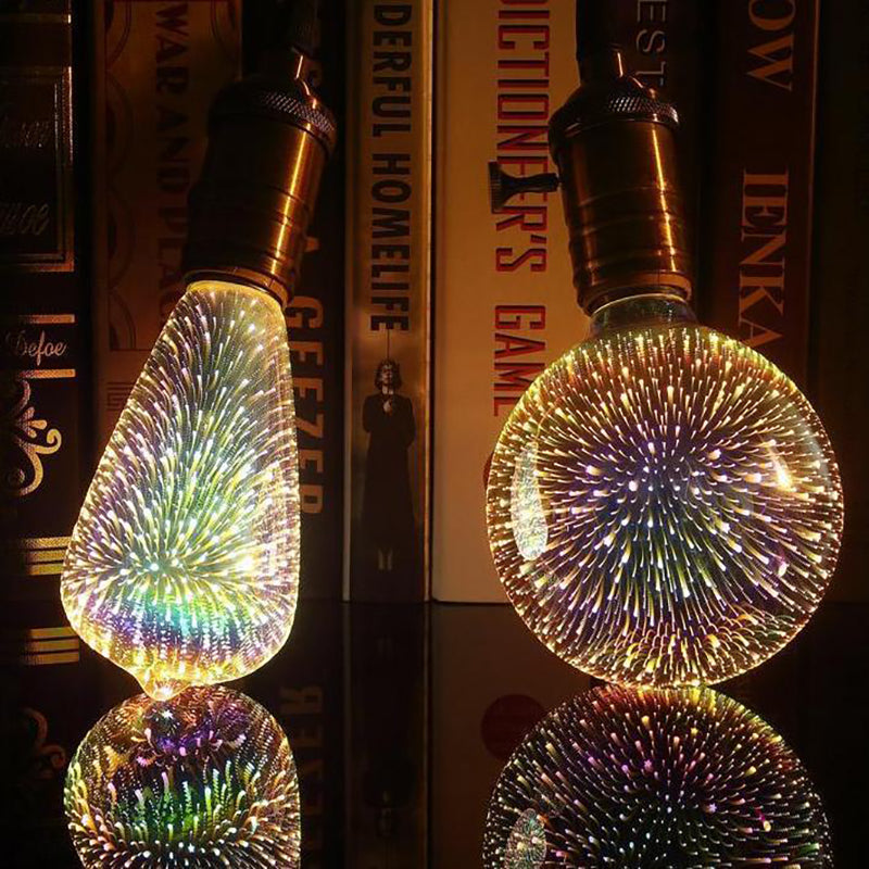 LED Light Bulb 3D Decoration Bulb Firework 110 220V ST64 G95 G80 G125 A60 Bottle Heart Holiday Lights Novelty Christmas Lamp