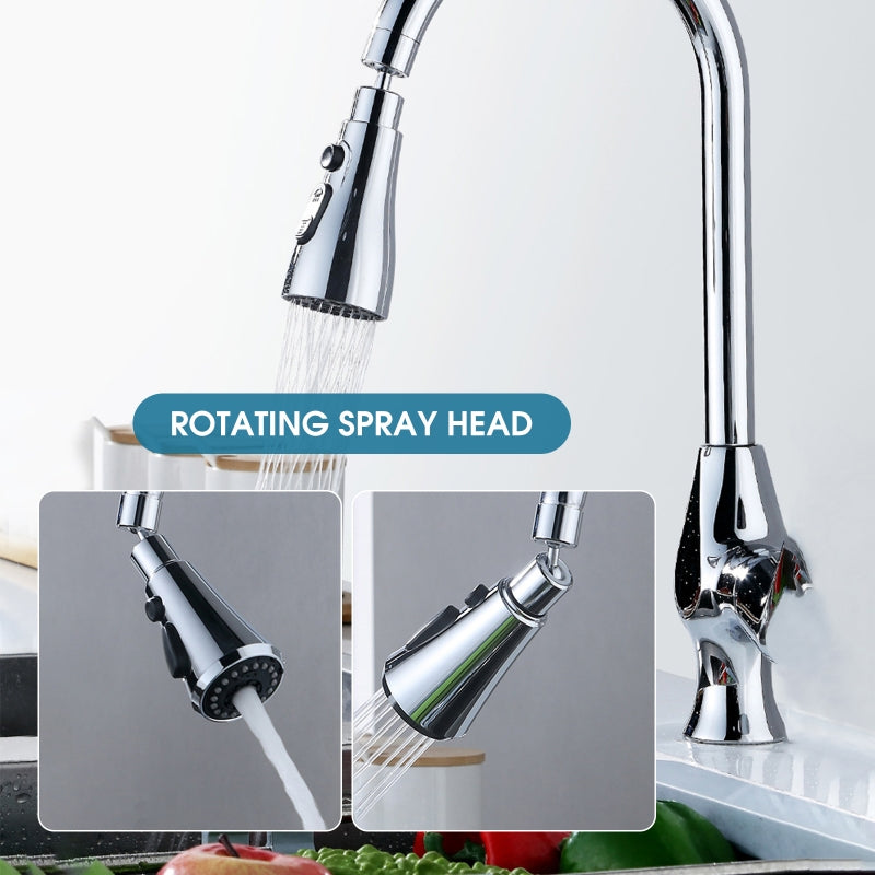 Universal Pressurized Faucet Sprayer Anti-splash 360 Degree Rotating Water Tap Three Stall Water Saving Faucet Nozzle Adapter